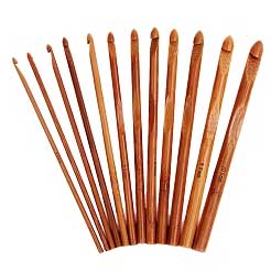 12 Pcs Carbonized Bamboo Crochet Hook/Needles (1 Set) Fire Brick Color 280-