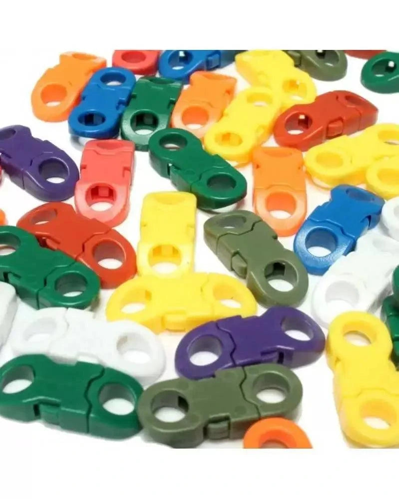 1/4" Random Color Mix Flat Plastic Side Release Buckles (100 Pack) paracordwholesale