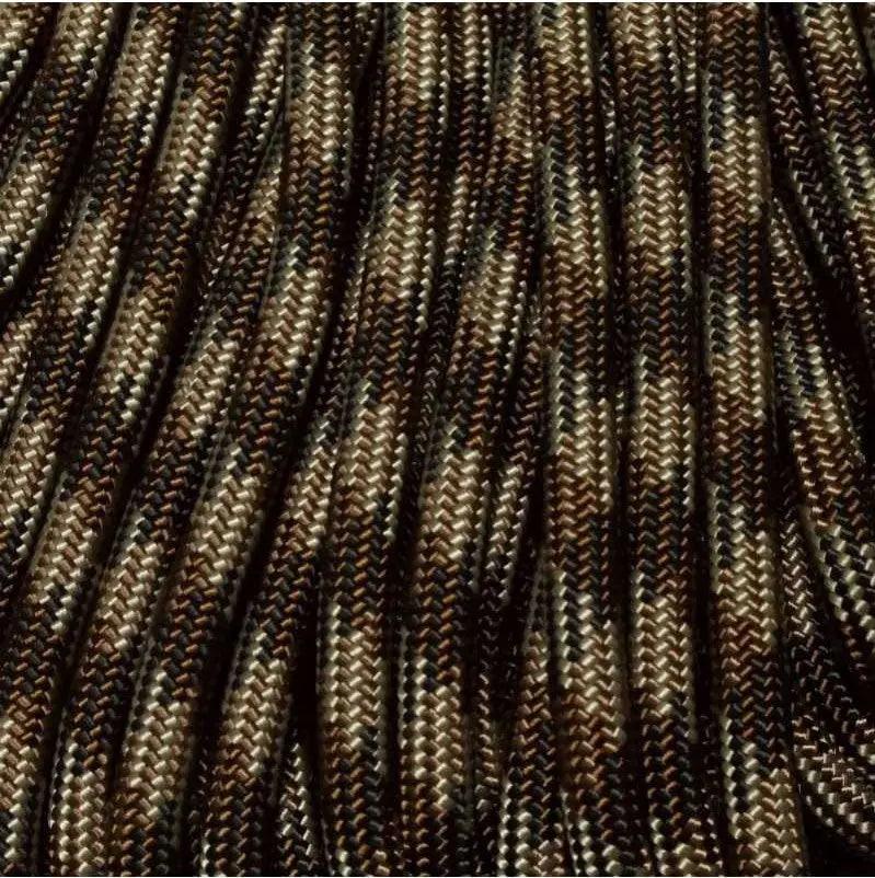 6.35 mm (1/4”) Nylon Paramax Rope Brown Camo Made in the USA Nylon/Nylon (100 ft) El Wood Braiding Co