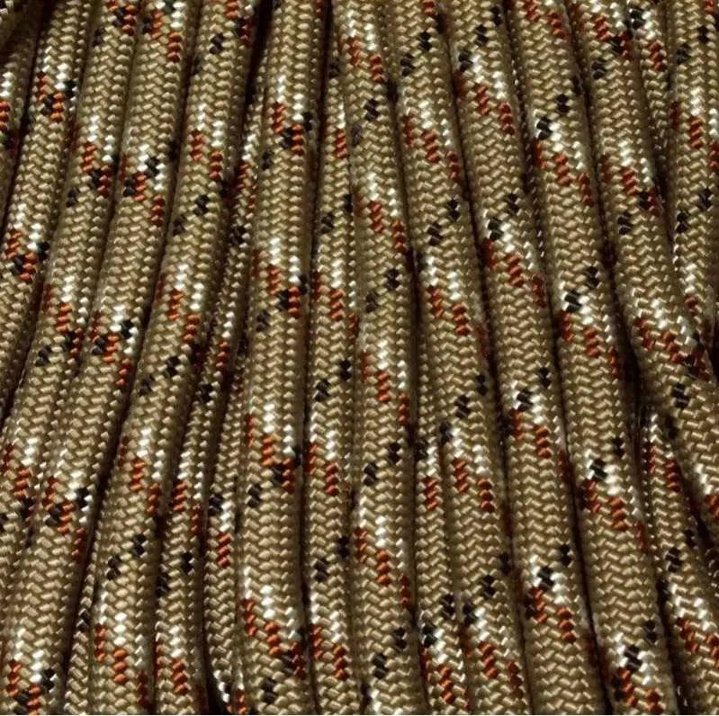 6.35 mm (1/4”) Nylon Paramax Rope Dark Desert Camo Made in the USA Nylon/Nylon (100 ft) El Wood Braiding Co