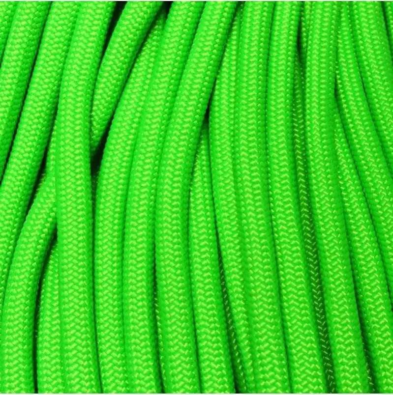 6.35 mm (1/4”) Nylon Paramax Rope Neon Green Made in the USA Nylon/Nylon (100 ft) El Wood Braiding Co