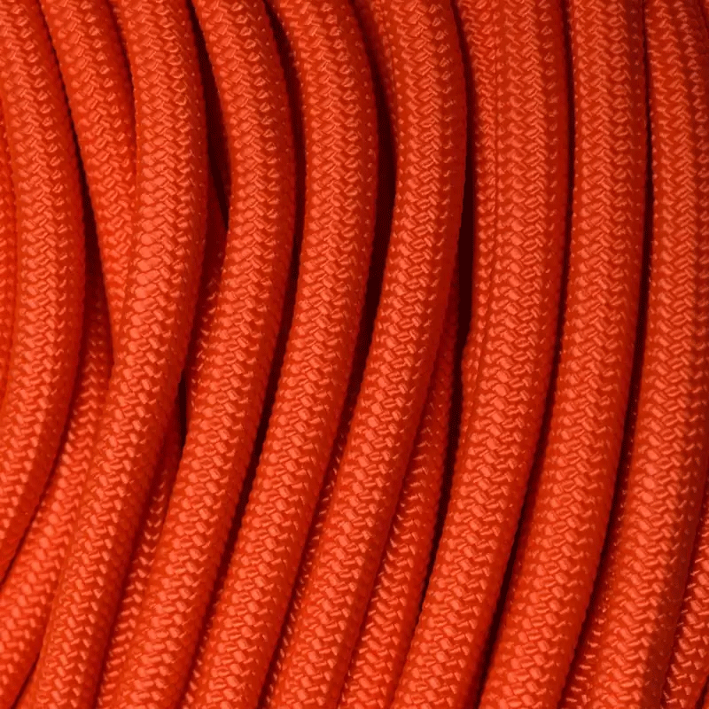 6.35 mm (1/4”) Nylon Paramax Rope Neon Orange Made in the USA Nylon/Nylon (100 ft) El Wood Braiding Co