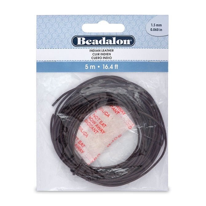 1.5 mm (.059") Genuine Real Brown Indian Leather 5 m (16.4 ft) Beadalon