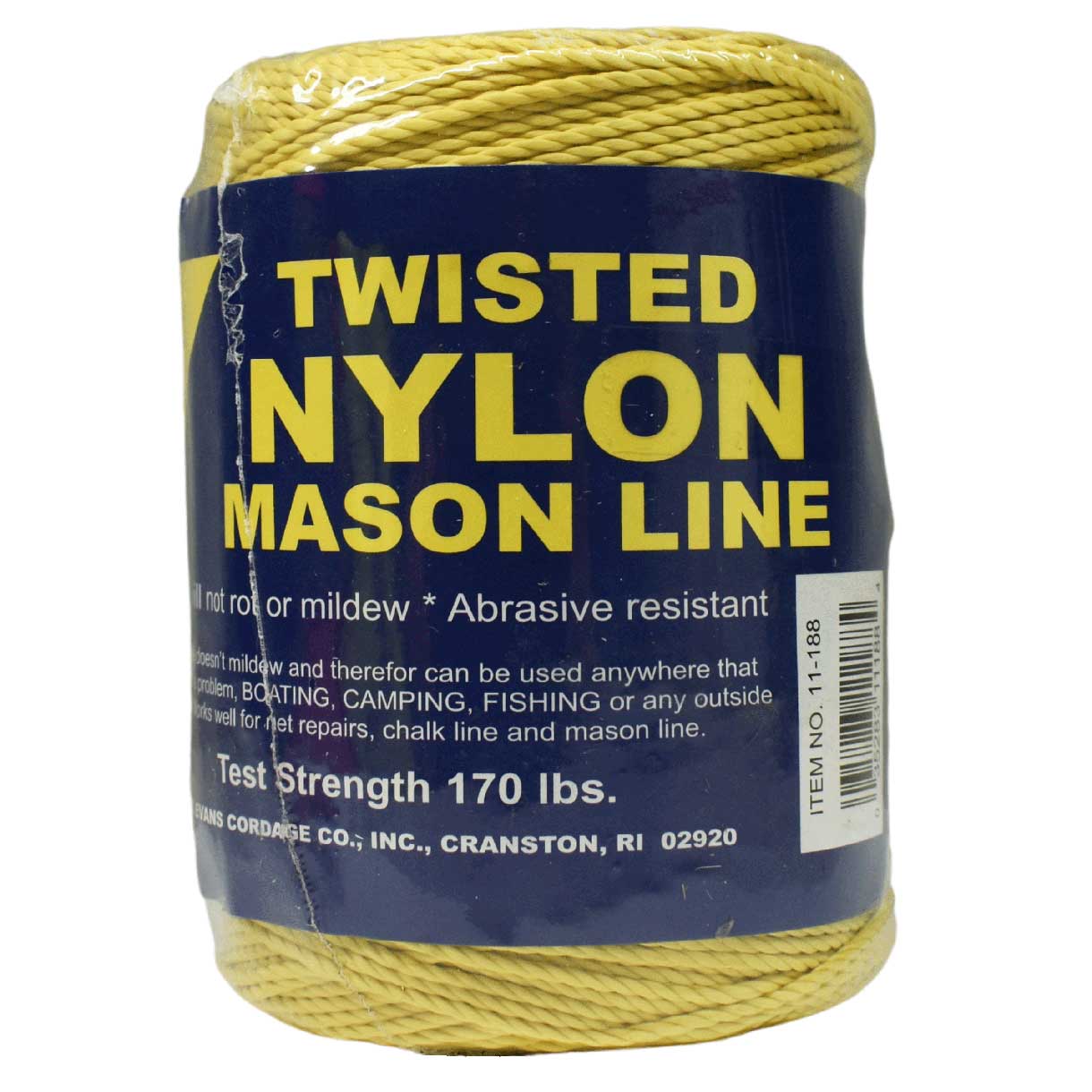 #18, 1.6 mm (1/16") Yellow Twisted Nylon Mason Line 167 m (550 ft) T.W. Evans Cordage Co. Inc.