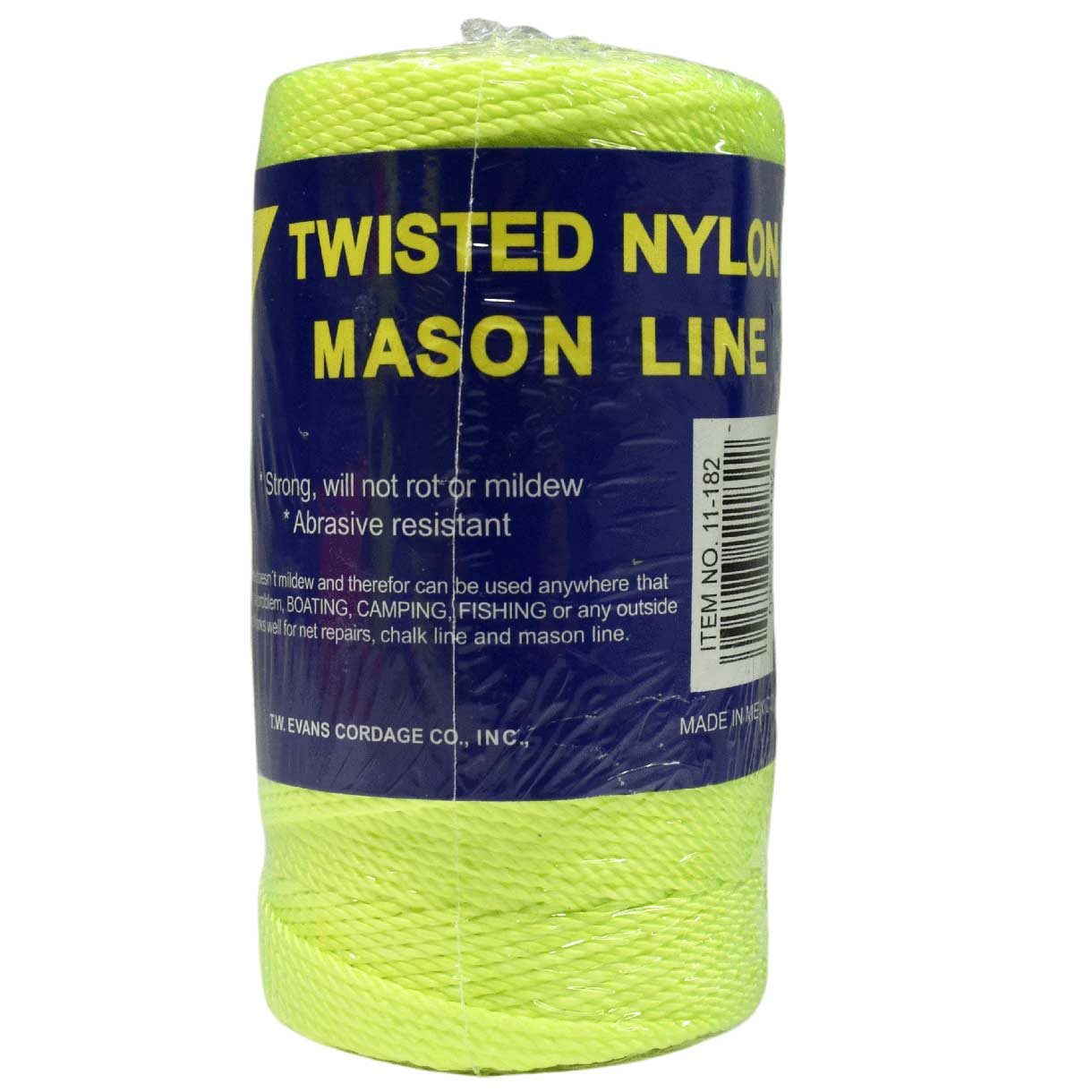 #18, 1.6 mm (1/16") FL Yellow Twisted Nylon Mason Line 84 m (275 ft) T.W. Evans Cordage Co. Inc.