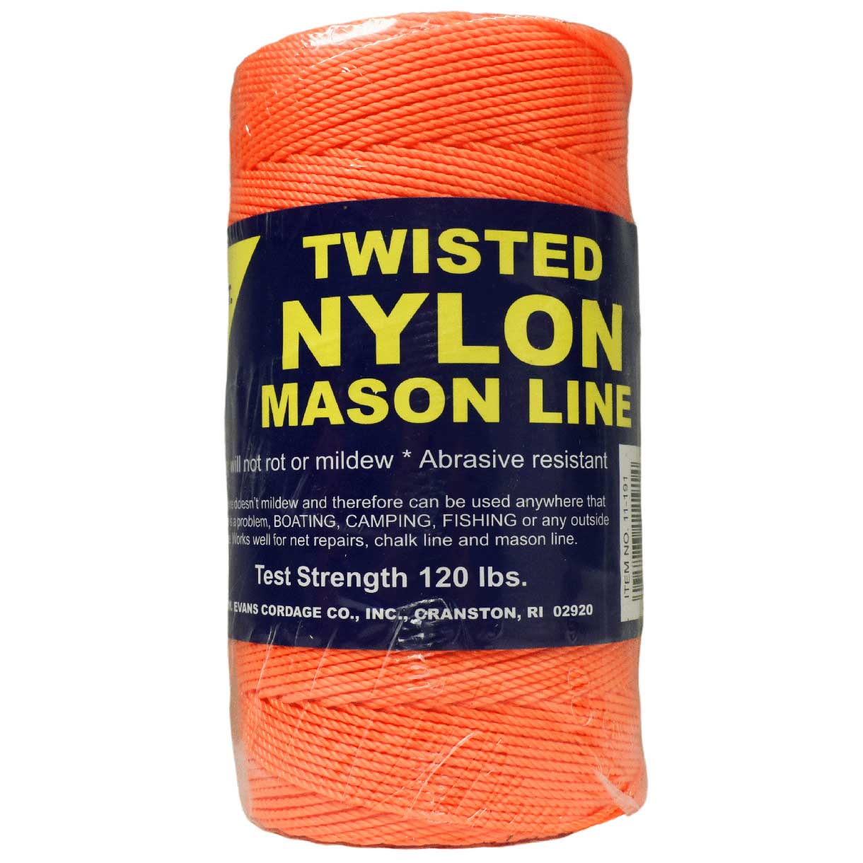 #18, 1.6 mm (1/16") Orange Twisted Nylon Mason Line 335 m (1,100 ft) T.W. Evans Cordage Co. Inc.