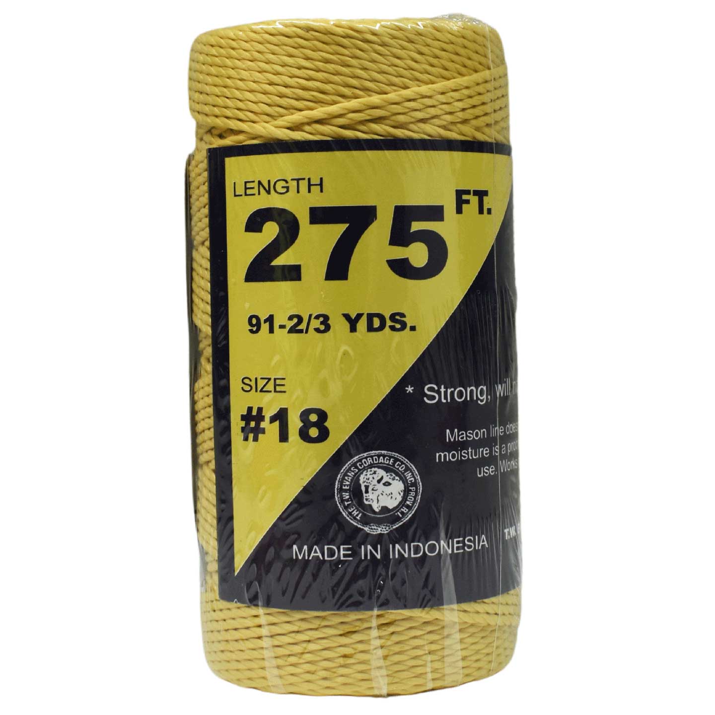 #18, 1.6 mm (1/16") Yellow Twisted Nylon Mason Line 84 m (275 ft) T.W. Evans Cordage Co. Inc.