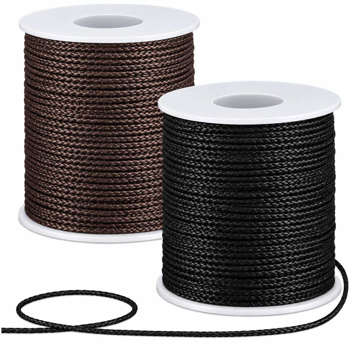 1 mm 2 Pcs 1 Color Each of Black and Saddle Brown Round Waxed Cotton Cord/Thread 100 yd (91.4 m)/Roll 280-