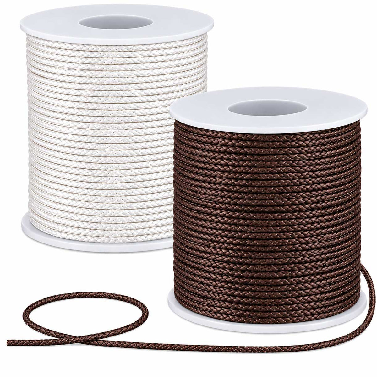 1 mm 2 Pcs 1 Color Each of Saddle Brown and Creamy White Round Waxed Cotton Cord/Thread 100 yd (91.4 m)/Roll 280-