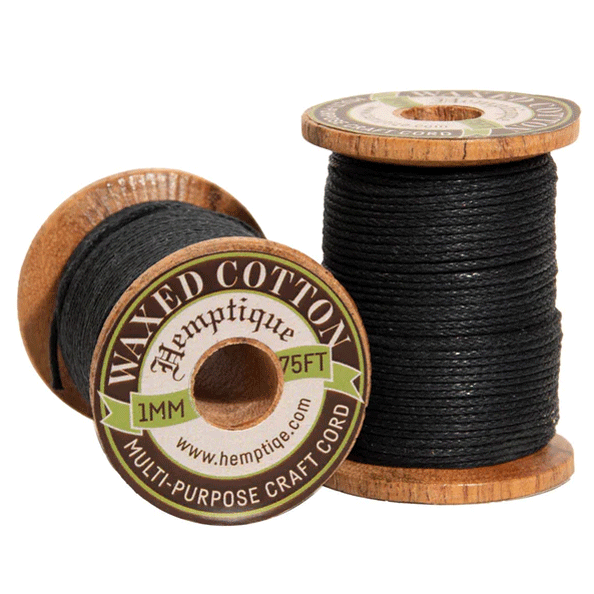 1 mm (3/64") Black Waxed Cotton Cord/Thread Wood 162-056
