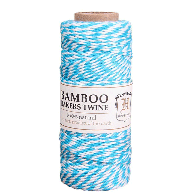 1 mm (3/64") Turquoise and White Bamboo Bakers Twine/Cord Spool 45 m (147 ft) Hemptique
