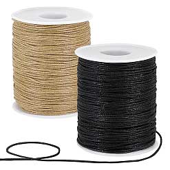 1 mm 2 Pcs 1 Color Each of Black and Burlywood Round Waxed Cotton Cord/Thread 100 yd (91.4 m)/Roll 280-