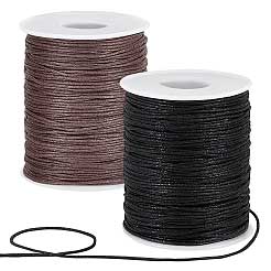 1 mm 2 Pcs 1 Color Each of Black and Saddle Brown Round Waxed Cotton Cord/Thread 100 yd (91.4 m)/Roll 280-