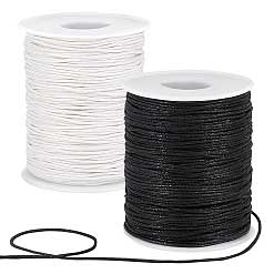 1 mm 2 Pcs 1 Color Each of Black and Creamy White Round Waxed Cotton Cord/Thread 100 yd (91.4 m)/Roll 280-