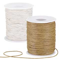 1 mm 2 Pcs 1 Color Each of Burlywood and Creamy White Round Waxed Cotton Cord/Thread 100 yd (91.4 m)/Roll 280-