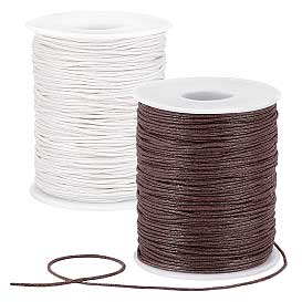 1 mm 2 Pcs 1 Color Each of Saddle Brown and Creamy White Round Waxed Cotton Cord/Thread 100 yd (91.4 m)/Roll 280-