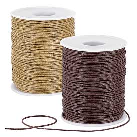 1 mm 2 Pcs 1 Color Each of Saddle Brown and Burlywood Round Waxed Cotton Cord/Thread 100 yd (91.4 m)/Roll 280-