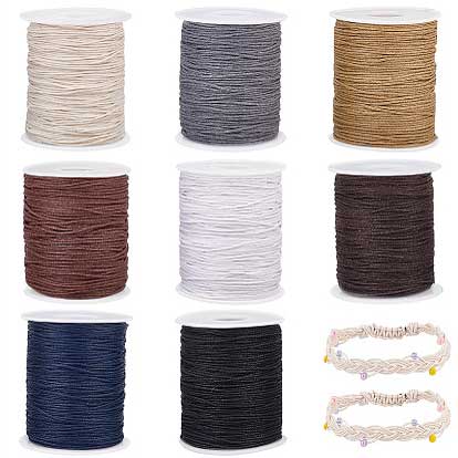 1 mm 8 Pcs 1 Color Each Round Waxed Cotton Cord/Thread 100 yd (91.4 m)/Roll 280-