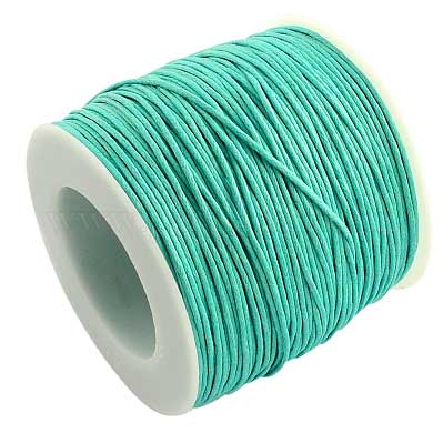 1 mm Aquamarine Round Waxed Poly/Cotton Cord/Thread 100 yd (91.4 m) 280-