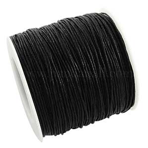 1 mm Black Round Waxed Cotton Cord/Thread 100 yd (91.4 m) 280-