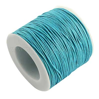 1 mm Medium Turquoise Round Waxed Cotton Cord/Thread 100 yd (91.4 m) 280-