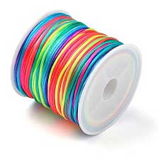 1 mm Rainbow Segmented/Gradient Nylon Rattail Satin Cord/Thread 32.8 yd (30 m) 280-