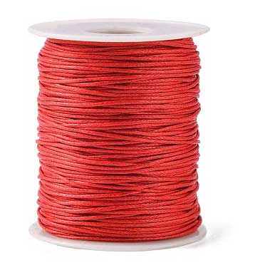 1 mm Red Round Waxed Cotton Cord/Thread 100 yd (91.4 m) 280-