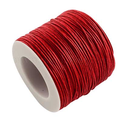 1 mm Red Round Waxed Poly/Cotton Cord/Thread 100 yd (91.4 m) 280-