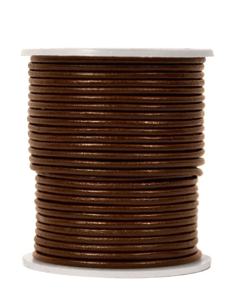 2 mm (5/64") Brown Round Leather Cord Spool 22.9 m (75 ft) Hemptique