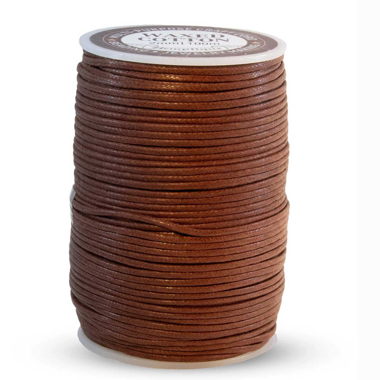 2 mm (5/64") Brown Round Waxed Cotton Cord/Thread Spool 100 m (328 ft) Hemptique