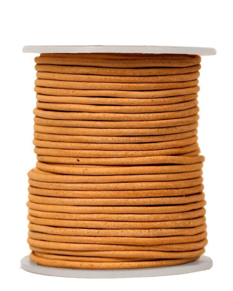 2 mm (5/64") Natural Round Leather Cord Spool 22.9 m (75 ft) Hemptique