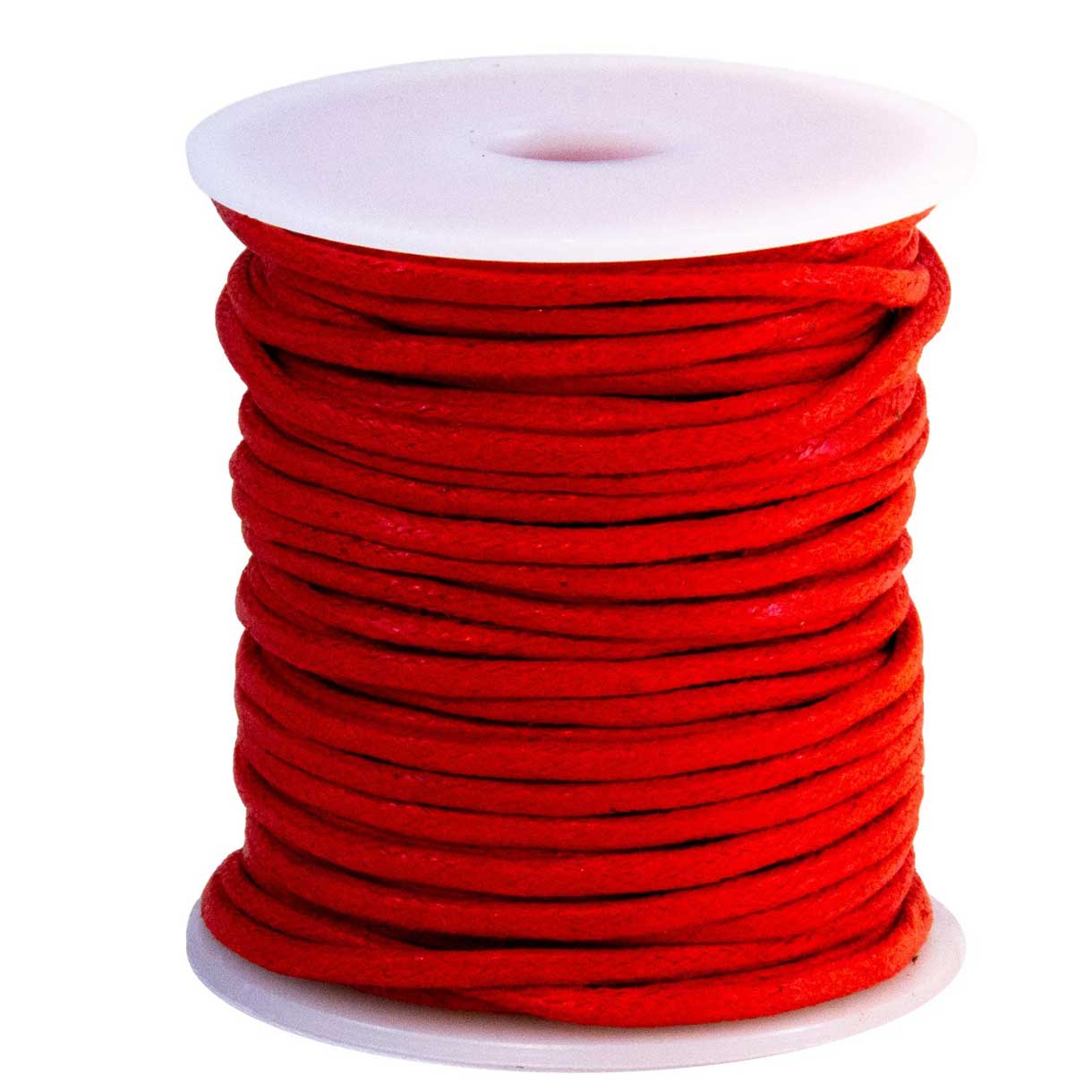 2 mm ((5/64") Red Round Waxed Cotton Cord/Thread Spool 22.75 m (75 ft) Hemptique