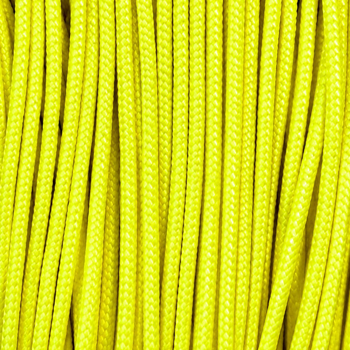 2.4 mm (3/32”) 275 Tactical Paracord Neon Yellow Made in the USA Nylon/Nylon (100 ft) El Wood Braiding Co