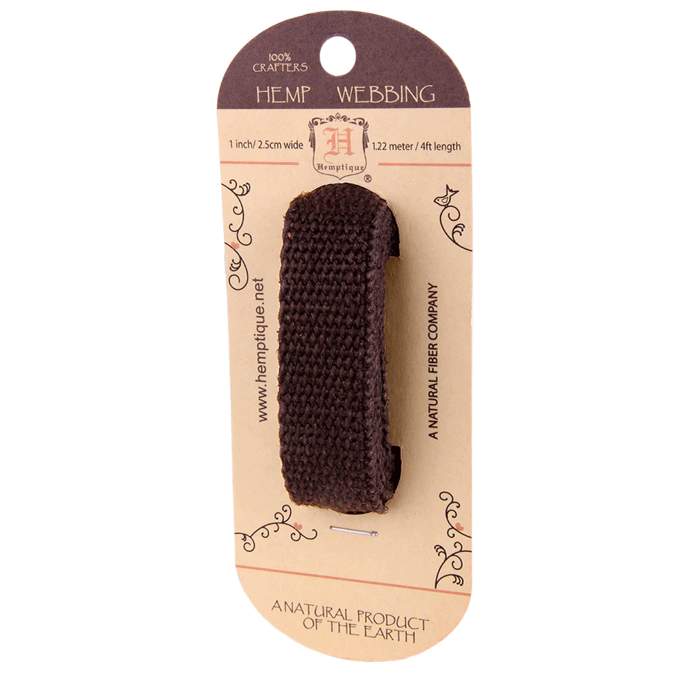 2.5 cm (1") Dark Brown Hemp Webbing 1.22 m (4 ft) Hemptique