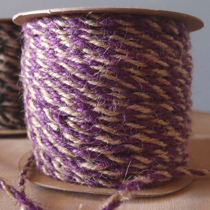 2.5 mm (1/10") Purple and Natural Jute Twine 45.75 m (150 ft) Harvest Imports