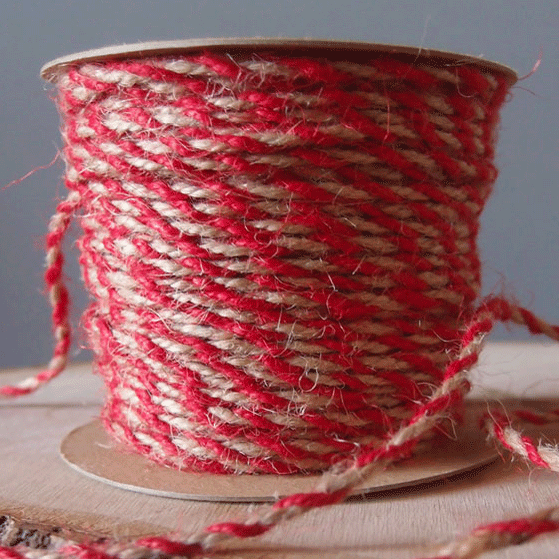 2.5 mm (1/10") Red and Natural Jute Twine 45.75 m (150 ft) Harvest Imports