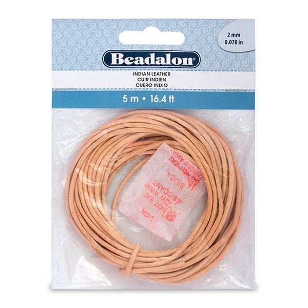 2.0 mm (.079") Genuine Real Natural Indian Leather 5 m (16.4 ft) Beadalon