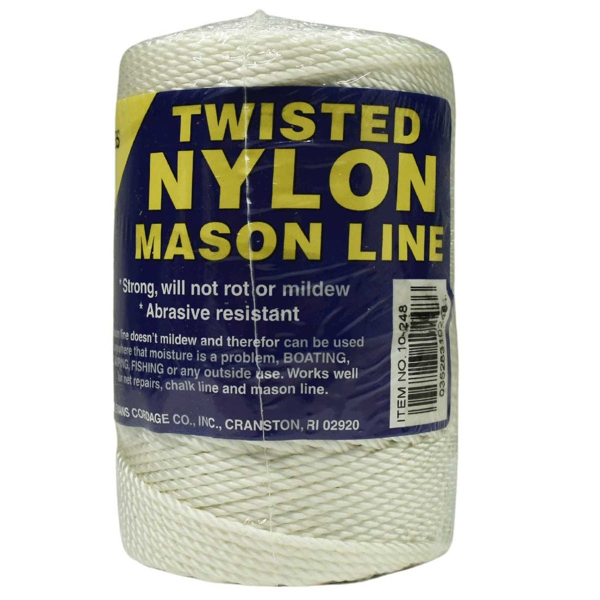 #24, 2.4 mm (3/32") White Twisted Nylon Mason Line 111 m (364 ft) T.W. Evans Cordage Co. Inc.