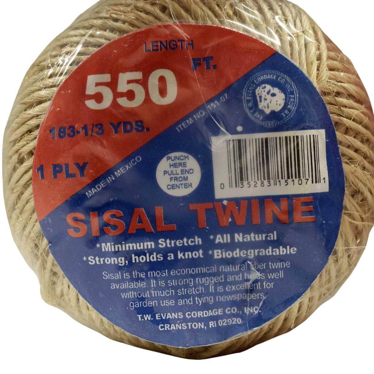 2.75 mm (7/64") Natural Sisal Twine/Cord 167.5 m (550 ft)