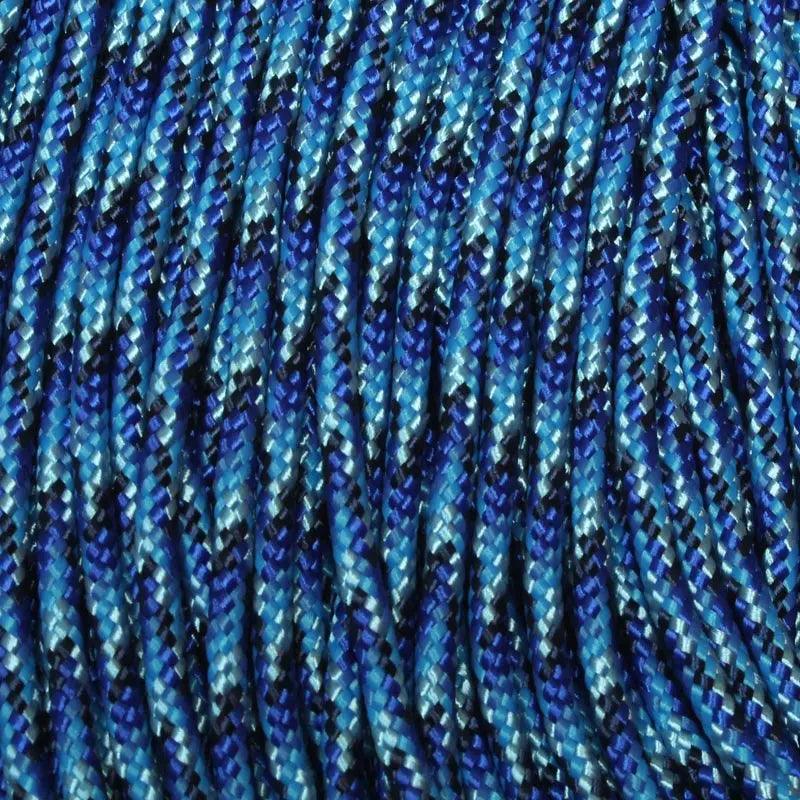 2.4 mm (3/32”) 275 Tactical Paracord Blue Blend Made in the USA Nylon/Nylon (100 ft) El Wood Braiding Co