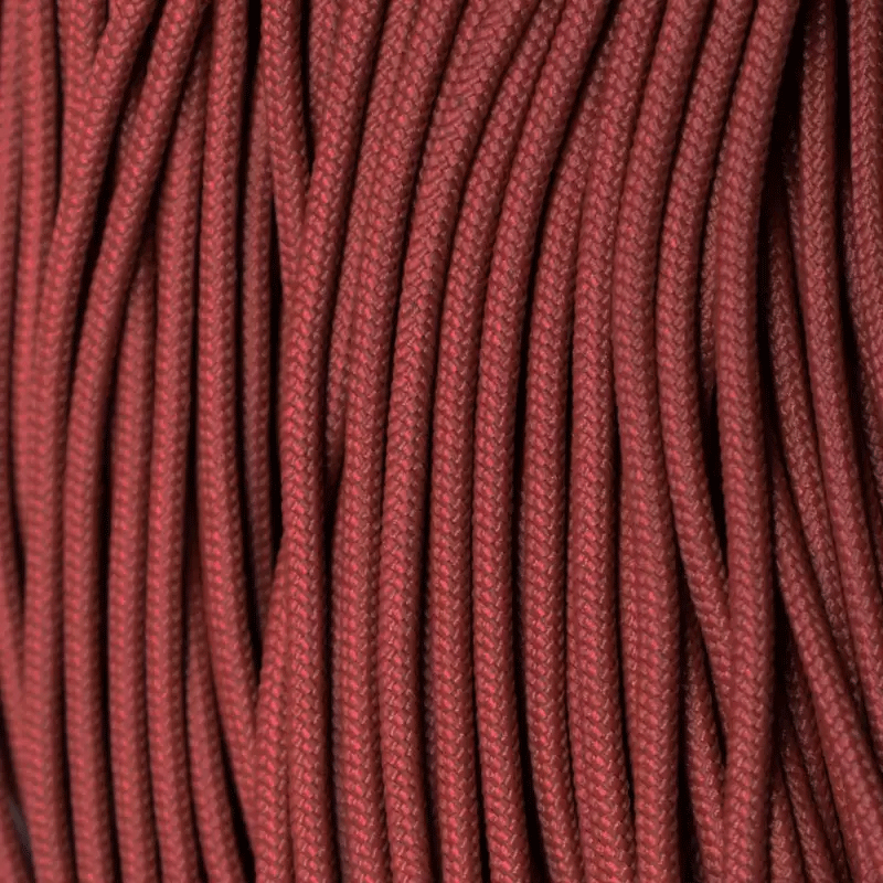 2.4 mm (3/32”) 275 Tactical Paracord Crimson Red Made in the USA Nylon/Nylon (100 ft) El Wood Braiding Co