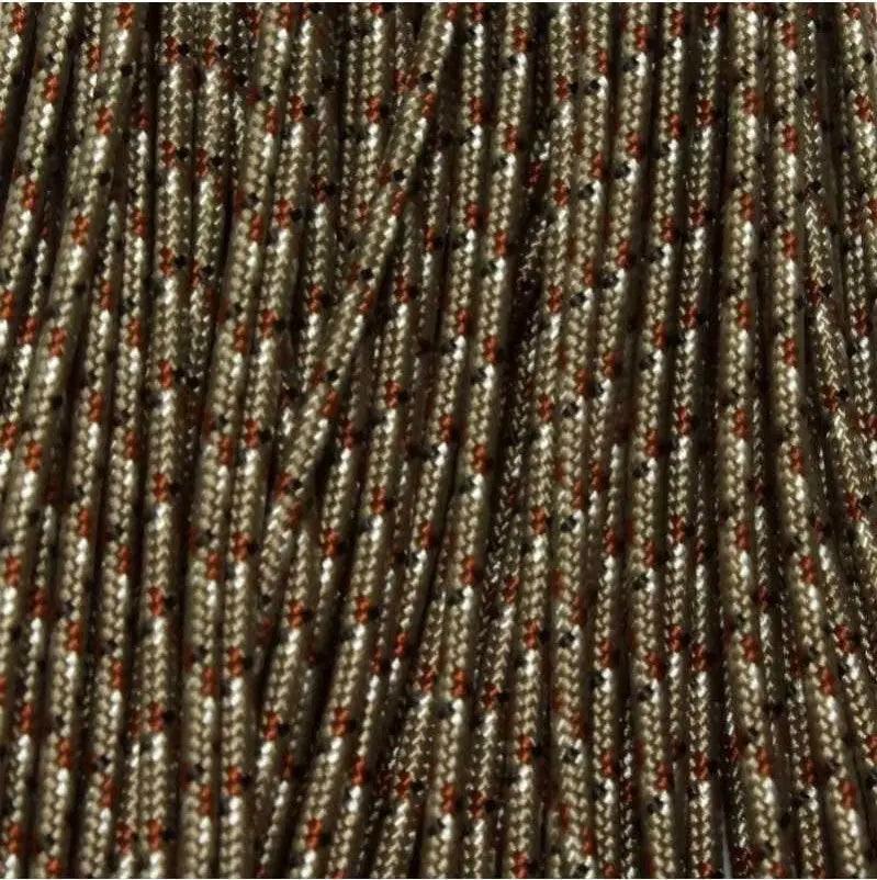 2.4 mm (3/32”) 275 Tactical Paracord Desert Camo (Rattlesnake) Made in the USA Nylon/Nylon (100 ft) El Wood Braiding Co