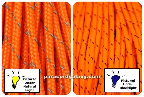 2.4 mm (3/32”) 275 Tactical Paracord Reflective Neon Orange Made in the USA Polyester/Nylon (50 ft) Atwood Rope MFG