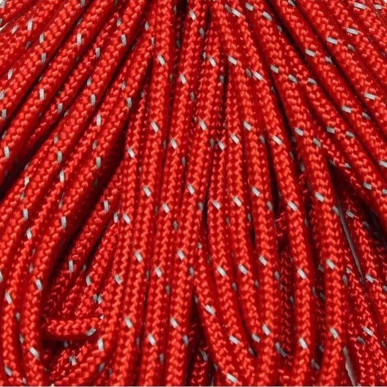 275 Paracord Reflective Red Made in the USA Polyester/Nylon (50 FT.) - Paracord Galaxy