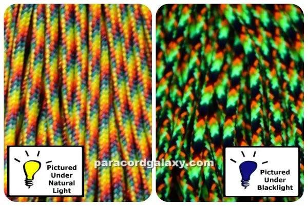 2.4 mm (3/32”) 275 Tactical Paracord Trippin (Rainbow) Made in the USA Polyester/Nylon (100 ft) Atwood Rope MFG