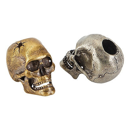 2 Pcs 1 of each Color Skull Charm/Bead Brass (2 Pack) 280-
