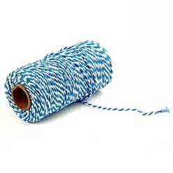 2 mm (5/64") Deep Sky Blue/White Cotton Macrame Cord 100 m (109.3 yd) 280-
