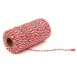 2 mm (5/64") Red/White Cotton Macrame Cord 100 m (109.3 yd) 280-
