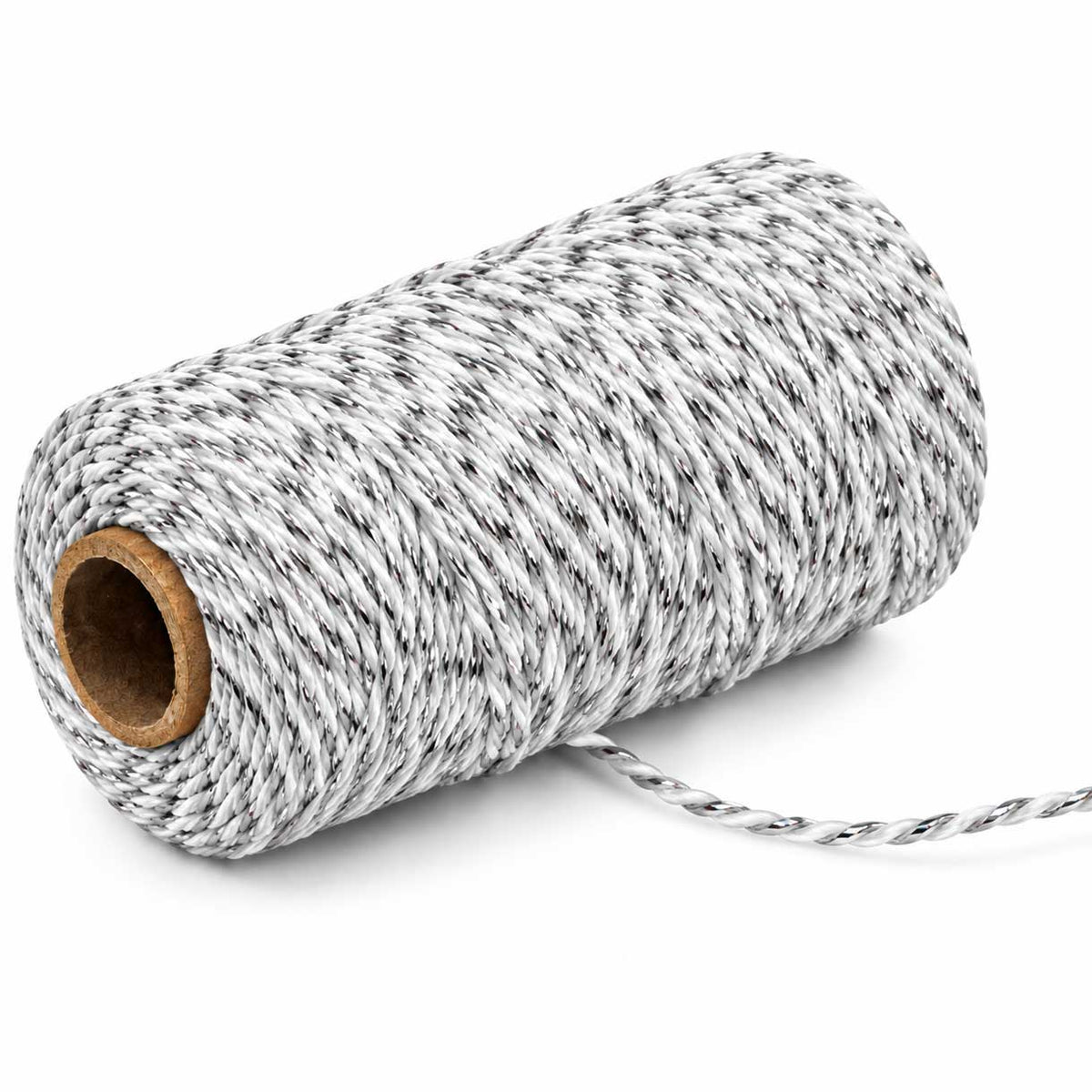 2 mm (5/64") White Smoke with Reflective Cotton Macrame Cord 100 m (109.3 yd) 280-