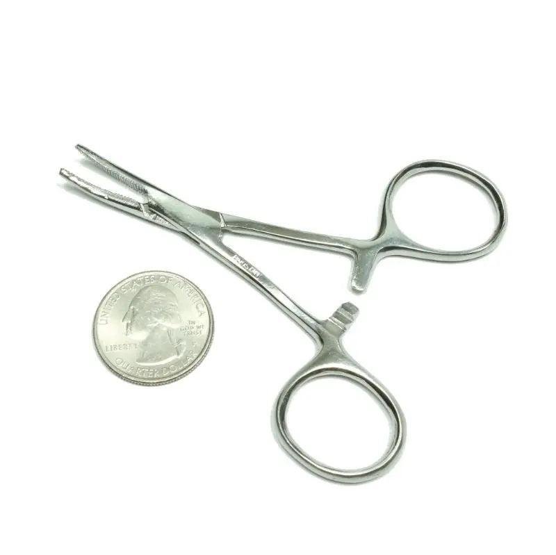 3 1/2 Inch Forceps Curved Nose Stainless Steel (1 Pack) - Paracord Galaxy